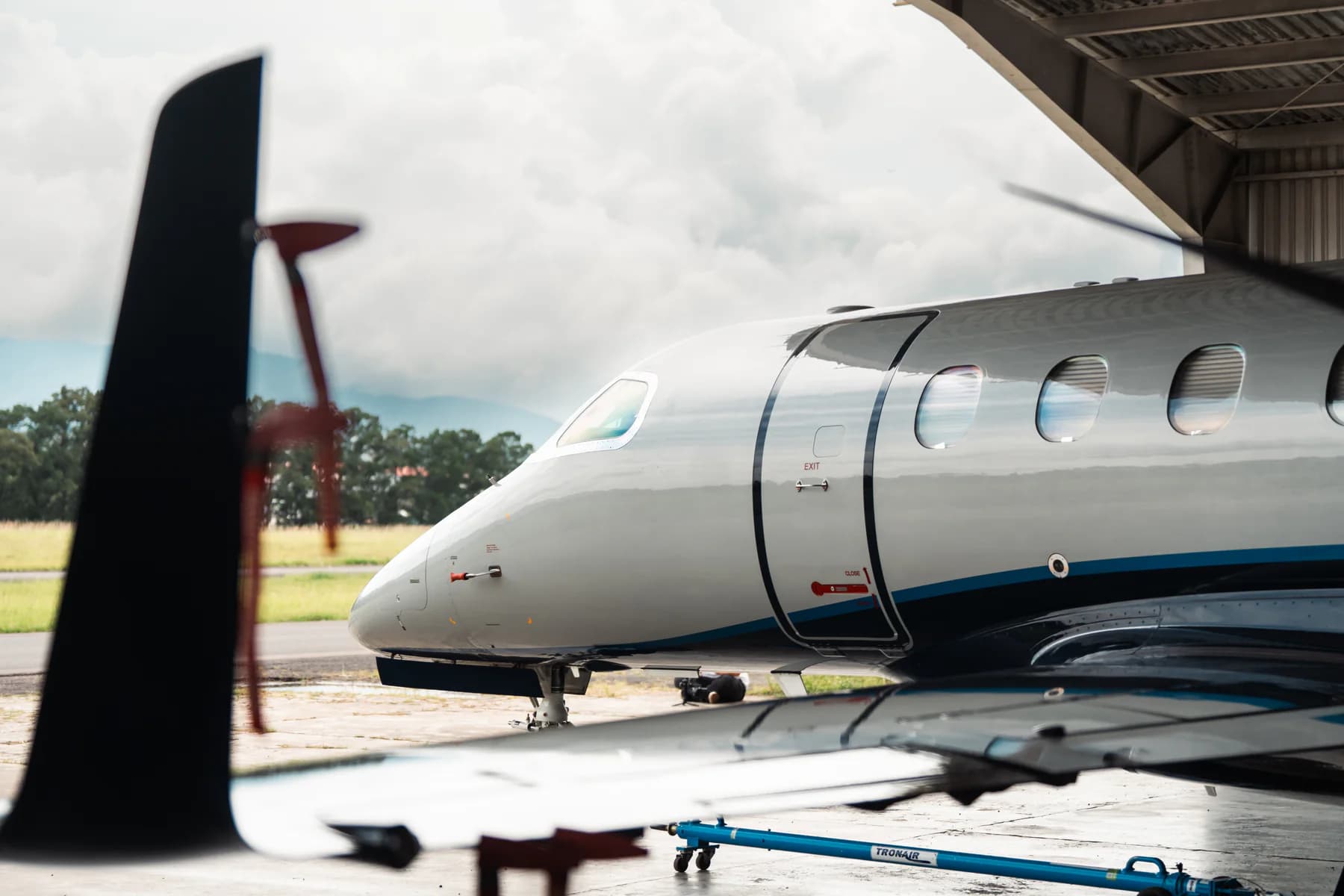Business aircraft receiving support at the Aerocorp hangar