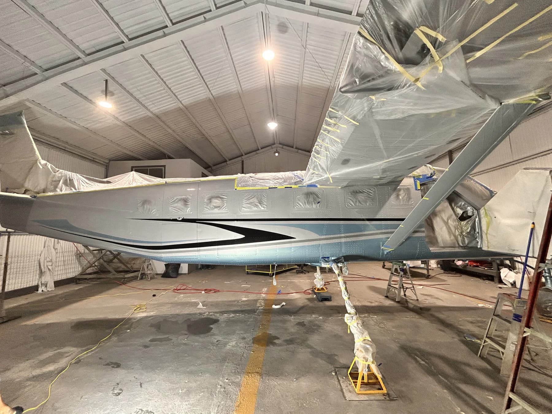 Aircraft paint and refinishing process nearing completion
